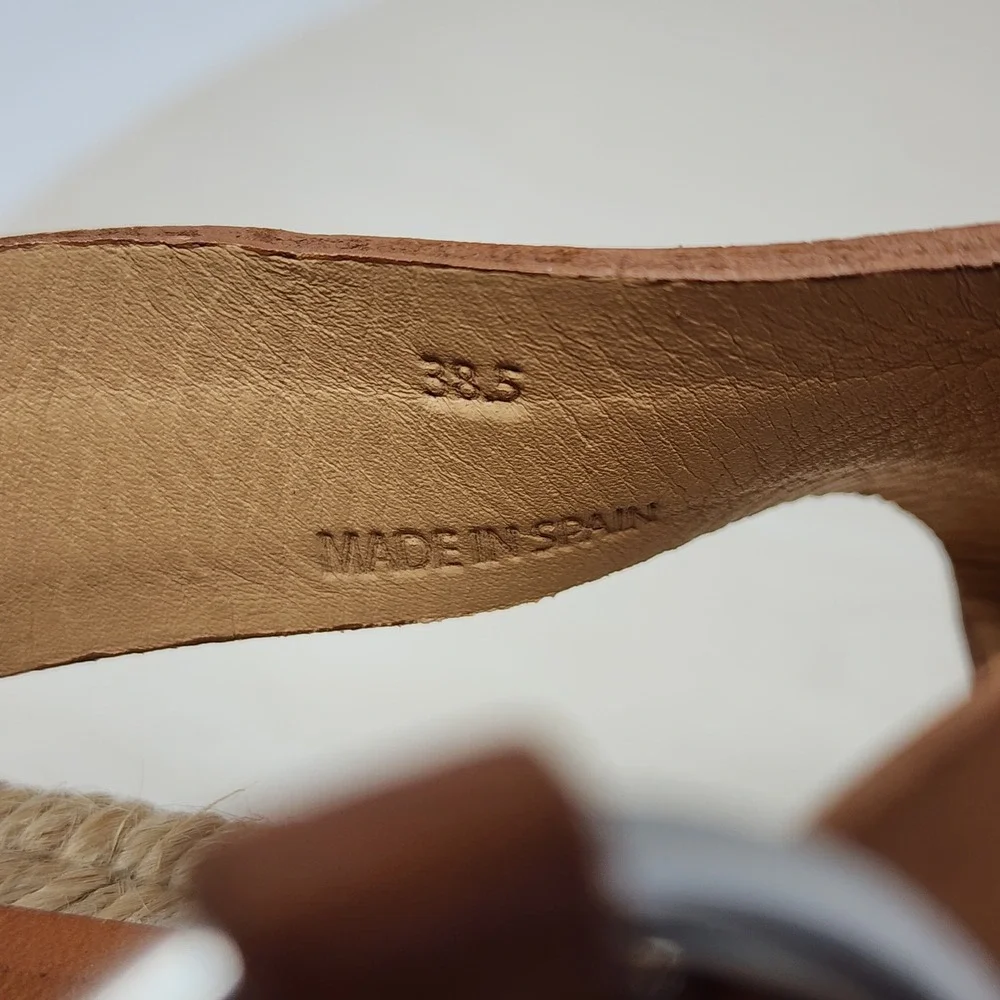 Rag & Bone Wedge Espadrille Sandals 38.5‎ 8.5 Wom Calla Tan Leather Buckle Spain